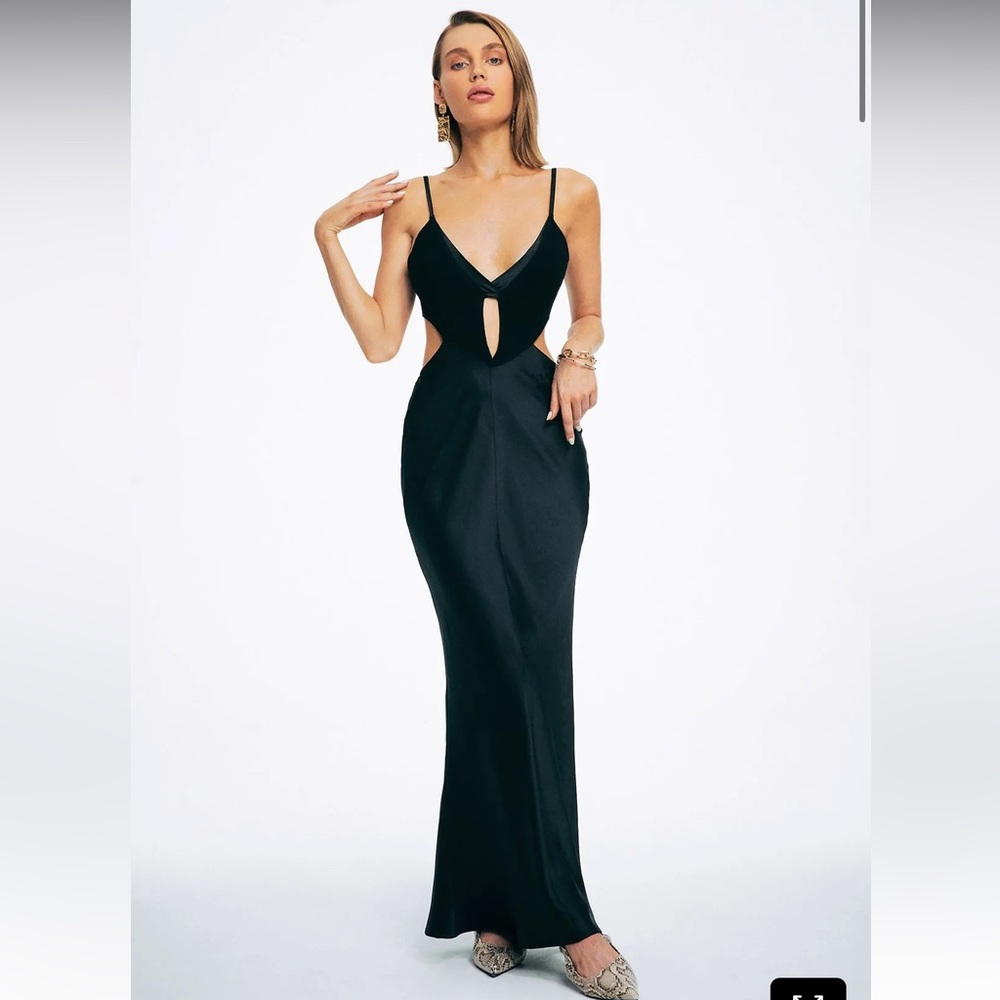 (SOLD) SOLADO Satin Maxi Dress; Black, Size M